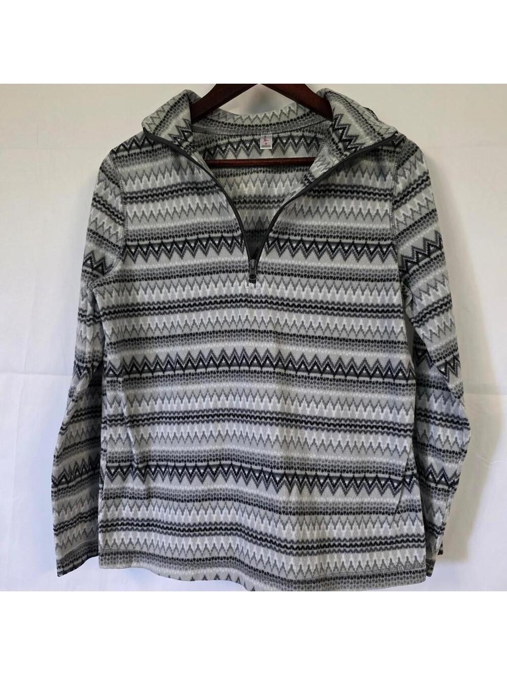 ExerTek Women's Small Gray & Black Geometric Patterned Quarter Zip Pullover